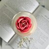 Rose scented candle Australia top view — glass jar with wax rose topping, hand-poured soy candle Krisha Essence Perth