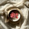 Rose Amour Candle with red rose and heart decorations in a glass jar – Krisha Essence