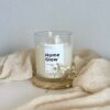 Home Glow floral soy candle with orchid vanilla and seasalt scent – white rose and daisy toppings – hand-poured in Perth