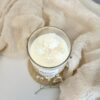 Home Glow floral soy candle with orchid vanilla and seasalt scent – white rose and daisy toppings – hand-poured in Perth