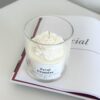 Personalised peony candle Australia with a hand-moulded sculptural wax flower and custom message label