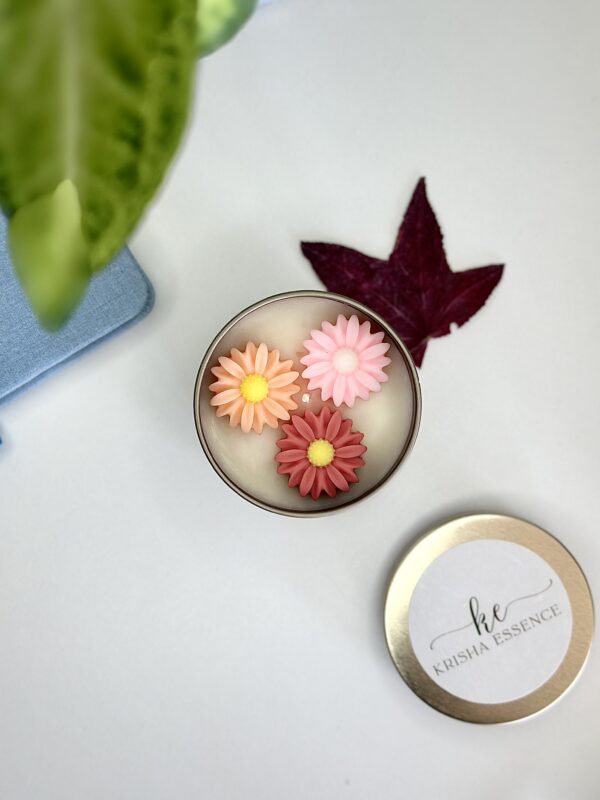 Handcrafted candle with fresh floral aroma, perfect for birthdays, weddings, and self-care