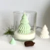 Whisper of Pine hand poured soy candle, sculpted green tree design by Krisha Essence Perth