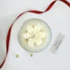Snowflake christmas candle top view, hand-molded soy wax snowflake with festive ribbon