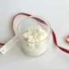 snowflake-christmas-candle-with-gift-tag Hand poured snowflake candle perth, detailed soy wax snowflake topper with Merry Christmas gift tag