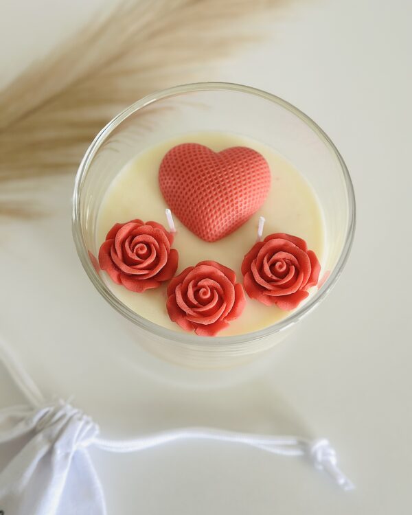 Luxury soy candle Forever Yours in Orchid Vanilla and Sea Salt scent, styled in a bright modern interior.