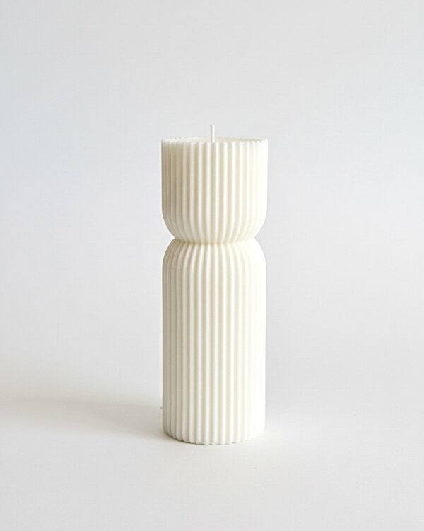 Close-up of a 100% natural soy wax pillar candle showing the artisan velvet-matte texture, perfect for unique Mother's Day gifts and restorative rituals.