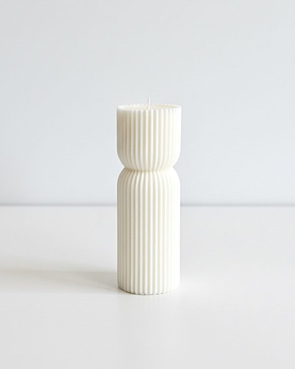A hand-poured sculptural soy wax pillar candle with a smooth matte finish, designed as a unique Mother's Day gift from Krisha Essence in Western Australia.