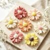 Mini daisy candle favour Australia hand-sculpted soy wax daisy topping handmade in Perth by Krisha Essence, bulk packs of 6 12 24