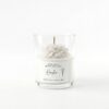 Personalised Happy Birthday candle with a white sculptural peony and custom label Krisha - Handpoured in Perth